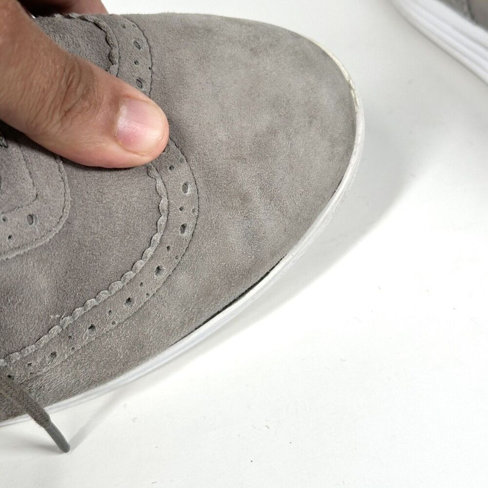 Cole Haan Misha Grand OS Women 10B Gray Suede Oxford II Shoes W05167 Wingtip - Picture 9 of 16
